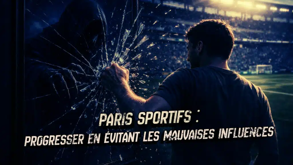 Parieur brisant un miroir représentant les mauvaises influences en paris sportifs pour reprendre le contrôle